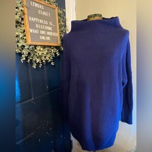 Free People Blue Cowl Neck Tunic Sweater